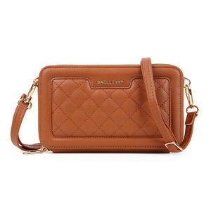 Clássico Luxo Bolsa Crossbody Dual Zipper Casual Feminino Bolsa de Ombro Com Poliéster e Forro De Couro - Product Image 3