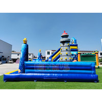 Combo gonflable pour enfants Mega Kids, avec toboggan long et murs en filet sécurisés - Jeux aquatiques en plein air
