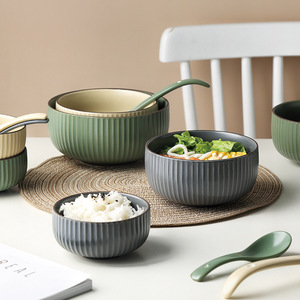 Ensemble de <span class=keywords><strong>vaisselle</strong></span> en céramique européenne ménage créatif plaque à rayures verticales combinaison baguettes <span class=keywords><strong>vaisselle</strong></span> en gros - Product Image 4