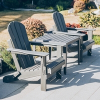 야외 파티오 나무 블루 Adirondack 의자 재활용 플라스틱 의자 Adirondack 테이블
