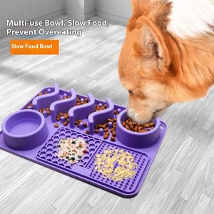 All-in-one kaymaz besleme paspaslar gıda su yavaş Pet besleyici köpek kedi kase Pet Lick Mat gıda sınıfı silikon yavaş köpek maması kasesi - Product Image 4