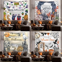 Utilitas serbaguna kustom Hippie koleksi Halloween kain latar belakang siaran langsung kualitas tinggi permadani dapat digunakan kembali