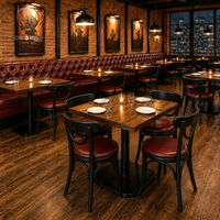 Ensemble de meubles sur mesure Ron Group, chaise en métal, table carrée en bois massif, banquette en cuir capitonnée de luxe à dossier haut pour restaurant