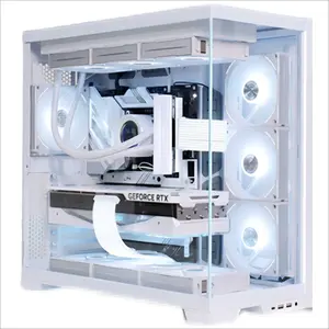 热卖双面玻璃游戏电脑机箱Atx电脑机箱，带360液体冷却器铝机箱，支持游戏电脑