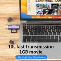 Lector de Tarjetas Externo de Aleación de Aluminio de Alta Velocidad USB 3.0 Tipo-C 2 en 1 con Doble Ranura SD TF para Adaptador para Laptop, Smartphone y Cámara