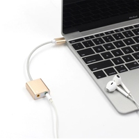 Tarjeta de sonido externa, aleación de aluminio tipo C tarjeta de sonido estéreo externa adaptador de Audio 3,5mm para teléfono móvil computadora sonido en vivo C
