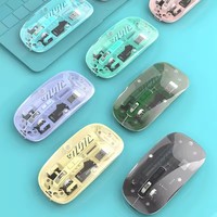 Souris sans fil ergonomique 3D transparente Macaron RGB, double mode 2.4g+BT, légère, portable, rechargeable