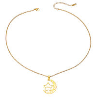 Collar de Joyería de Moda con Colgante de Acero Inoxidable de Alta Calidad con Diseño Islámico Árabe de Luna y Estrellas para Hombres y Mujeres, Venta al por Mayor