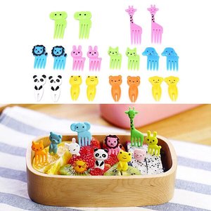 Lot de 10 pics à fruits et fourchettes décoratives en plastique, motif animaux mignons, pour boîtes bento écologiques et décoration de cupcakes - Product Image 1
