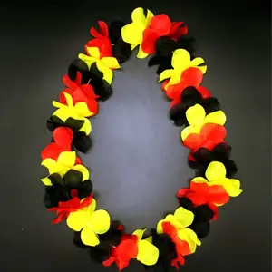 Décor de fête couleurs nationales logo personnalisé en soie Hawaii Lei collier fleur couronne/guirlande