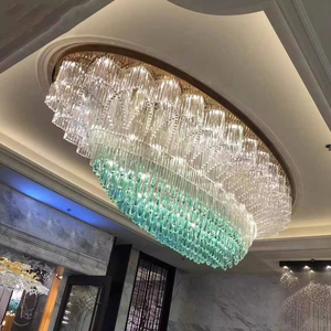 Lusso personalizzato contemporaneo lampadario in vetro a LED per interni di grandi dimensioni lungo decorativo per Hall <span class=keywords><strong>Hotel</strong></span> sala banchetti - Product Image 3