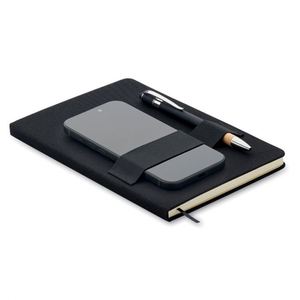 Carnet à couverture rigide en tissu RPET recyclé écologique, très demandé, avec boucle pour stylo, idéal pour le bureau, les affaires, les cadeaux ou comme journal de bord pour téléphone. - Product Image 2