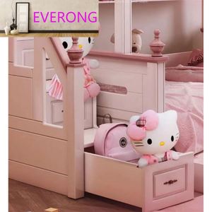 Cama Infantil Rosa con Diseño <span class=keywords><strong>de</strong></span> Corona <span class=keywords><strong>para</strong></span> Niñas, Cama Litera Multifuncional con Tobogán - Product Image 1