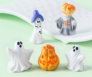 Oggetti artigianali in resina demone strega scopa albero <span class=keywords><strong>fantasma</strong></span> zucca casa cappello regalo di Halloween ornamenti personalizzati figurine per bambini ciechi - Product Image 2