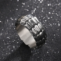 KALEN – bagues de bijoux Vintage en acier inoxydable pour hommes, écailles de Dragon à Surface usée