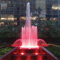 Fuente de Agua Circular Musical para Jardín Exterior con Iluminación LED Azul Hielo, Chorro Alto Central y Exhibición Decorativa
