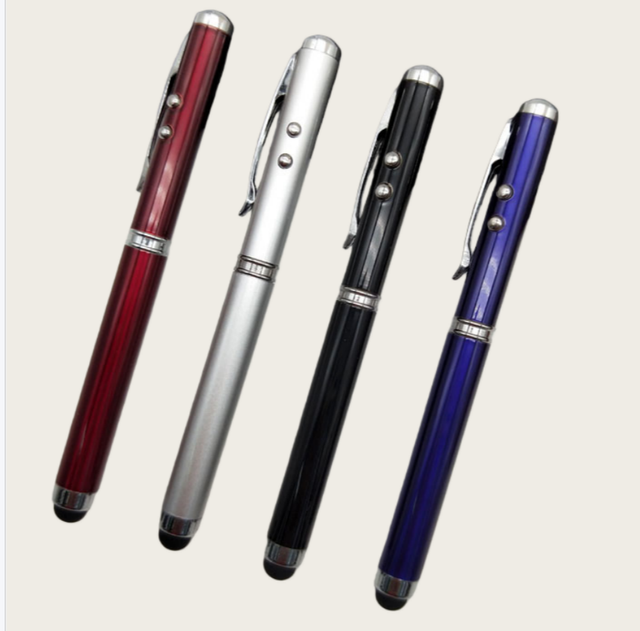 4 in 1 Multifunction Laser Pointer Pen, Capacitive Stylus Pen + Ball Pen + Red Laser Pointer + White LED Flashlight