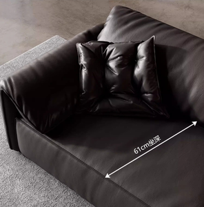 Set di Divani in Pelle 'Orecchio d'Elefante', Design Moderno Minimalista <span class=keywords><strong>Italiano</strong></span> in Pelle Nera a Grana Fine per Salotto di Lusso - Product Image 6