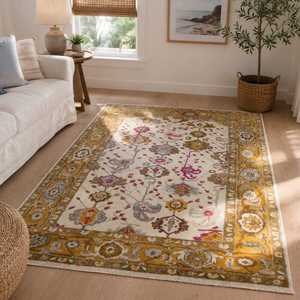 Hand Knotted Mustard Contemporary Abstract Vibrant Wool Rug for Home & Commercial Use Interior Decoration - Product Image 3