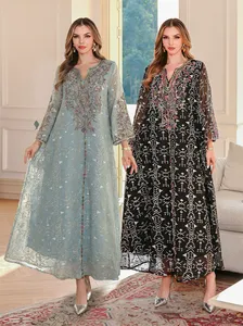 Customizable New Abaya <b>Dress</b> Breathable Cord Embroidered Maxi <b>Dress</b> <b>for</b> Women OEM ODM - Product Image 5