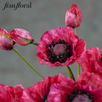 Fleurs artificielles en soie de qualité supérieure, faits main, haute simulation, tige unique, coquelicot rouge rose, pour la fête des Mères, mariage, décoration de table