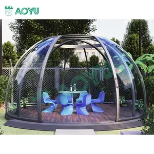 خيمة على شكل فقاعة عالية المتانة مع رؤية بانورامية واسعة 360 درجة من مواد مضادة للانشغال الشفافية وهيكل من الصلب بلا خياطة