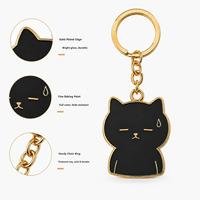 Porte-clés chat mignon et désemparé en alliage de zinc noir et or, breloque de sac adorable, idéal pour cadeaux et usage quotidien, personnalisable