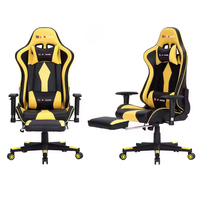 Chaise de jeu à dossier haut avec repose-pieds, chaise de bureau ergonomique pivotante en cuir PU pour les joueurs et les employés de bureau