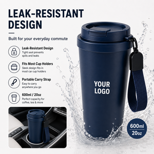 Hot Sale 600ml 20oz Double Wall Stainless Steel Vacuum Insulated <b>Thermo</b> Tumbler Leakproof Reusable Coffee Mug For Business Gifts - Product Image 1
