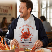 Apron Plastik Sekali Pakai dengan Logo Custom Grosir, Bib Plastik Lucu Sekali Pakai untuk Kepiting, Lobster, dan Udang untuk Dewasa