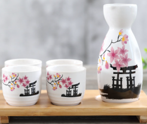 Juego de botellas de <span class=keywords><strong>vino</strong></span> de sake de cerámica japonesa, 4 tazas, caja de regalo - Product Image 2