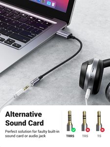 UGREEN CM477 Tarjeta de Sonido Externa USB 2 en 1, Adaptador de <span class=keywords><strong>Audio</strong></span> USB a Jack de 3.5mm, Adaptador USB a Aux con Cable Trenzado de Nailon para <span class=keywords><strong>iPhone</strong></span> - Product Image 3