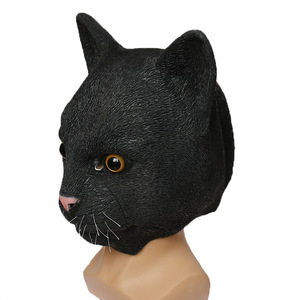 Masque en latex Chat Noir Taille Unique Accessoire de Fête d'Halloween Coiffe de Cosplay - Product Image 4