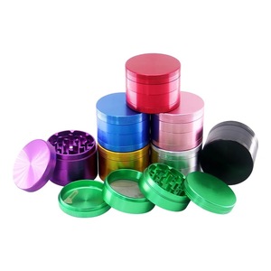 High Quality Customised Printed Logo Manual Hand 4 Pieces Zinc Alloy Tobacco <b>Herb</b> <b>Grinder</b> - Product Image 2