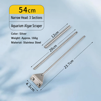 Grattoir à algues pour aquarium en acier inoxydable, 2-3 sections, manche long, nettoyeur de verre pour aquarium, lame remplaçable, outil de nettoyage, 54 cm