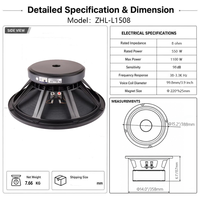 Subwoofer professionnel de 15 pouces, 550 W RMS, haut-parleur PA, bobine vocale de 100 mm, aimant de 220 mm pour système audio de scène