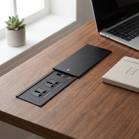Panel Deslizante de Aleación de Aluminio Fynova, Caja de Conexiones Multimedia Integrada en la Superficie de la Mesa de Conferencias con Puerto USB Europeo