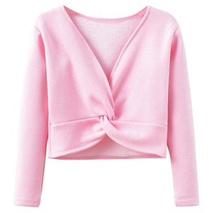 Chaqueta Corta de Ballet para Niñas, Forrada de Felpa, Manga Larga, con Nudo, para Danza, Ropa de Entrenamiento Abrigada para Niños - Product Image 4
