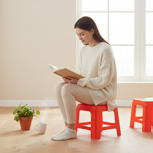 Tabouret/chaise carré <span class=keywords><strong>en</strong></span> plastique <span class=keywords><strong>en</strong></span> gros, polyvalent pour <span class=keywords><strong>la</strong></span> salle à manger, les salles d'attente et les patios extérieurs, résistant aux UV - Product Image 1