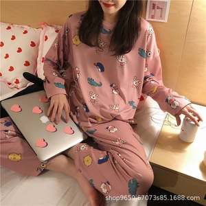 秋季长袖卡通图案睡衣圆领2件套可爱女学生睡衣 - Product Image 4