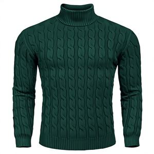 เสื้อสเวตเตอร์ผู้ชายถักลายเคเบิ้ลผ้าฝ้ายลำลองสำหรับฤดูใบไม้ร่วงและฤดูหนาว แบบคอเต่า ปักลาย ระบายอากาศได้ดี แห้งเร็ว รับผลิตตามสั่งขายส่ง - Product Image 1