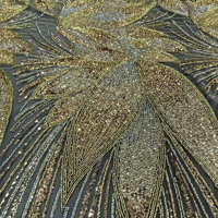 Tissu de luxe brodé de perles arabes, maille Dobby, dentelle, sequins, broderie, motif pailleté pour robe de mariée ou de soirée femme, personnalisable OEM