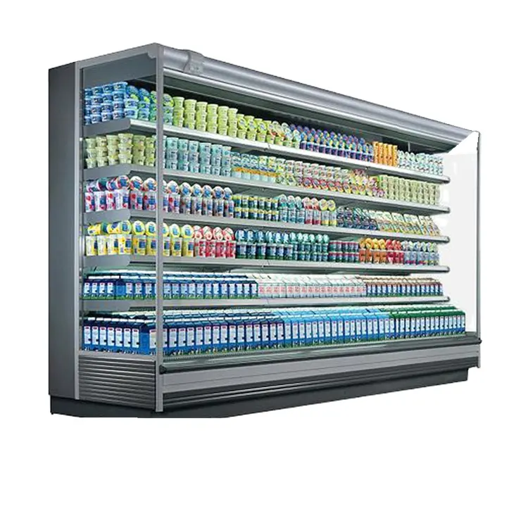 ราคาถูกประตูกระจกตรงตู้เย็นซูเปอร์มาร์เก็ตแสดงผลผลไม้ตู้เย็นเครื่องดื่มเย็นตู้เย็นยืนแสดงเค้ก