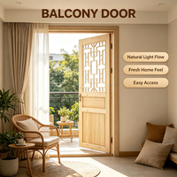 Unpainted Solid Pine Lattice Door Plain Timber Door Slab for Apartment Living Room Interior Decoration