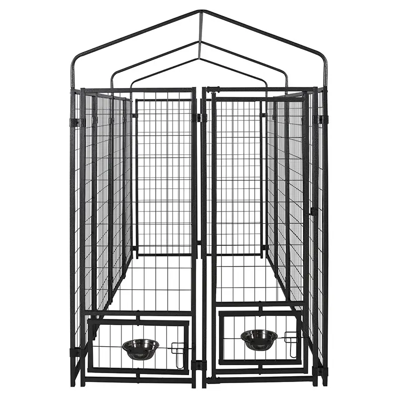 Huisdier Kooien Hond Kennel Met Cover Dak Commerciële Groothandel Metalen Grote Hondenkennel Voor Huisdier