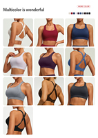 Nouveau soutien-gorge de yoga jacquard double face pour femme ; Soutien-gorge de sport ultra-extensible effet seconde peau avec coussinets amovibles