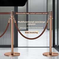 Barrière multifonctionnelle de conciergerie d'hôtel, type poteau, avec cordon de 1 mètre, remplissable d'eau, surface brossée, pour galerie d'art