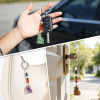 Porte-clés en cristal de pierre naturelle en gros, pendentif chat chakra, améthyste de guérison, porte-clés en cristal