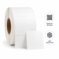 Kertas Label Thermal Langsung 4x4 Persegi, Stiker Perekat, Sempurna untuk Kode QR, Logo, Format Pengiriman, Pencetakan Barcode