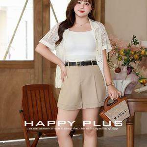 Runqi เสื้อแขนสั้นลูกไม้ผู้หญิง, เสื้อกล้ามสีขาวกางเกงขาสั้นสีกากีชุดเสื้อผ้าแฟชั่นฤดูร้อนขนาดใหญ่พิเศษ N8977 - Product Image 3